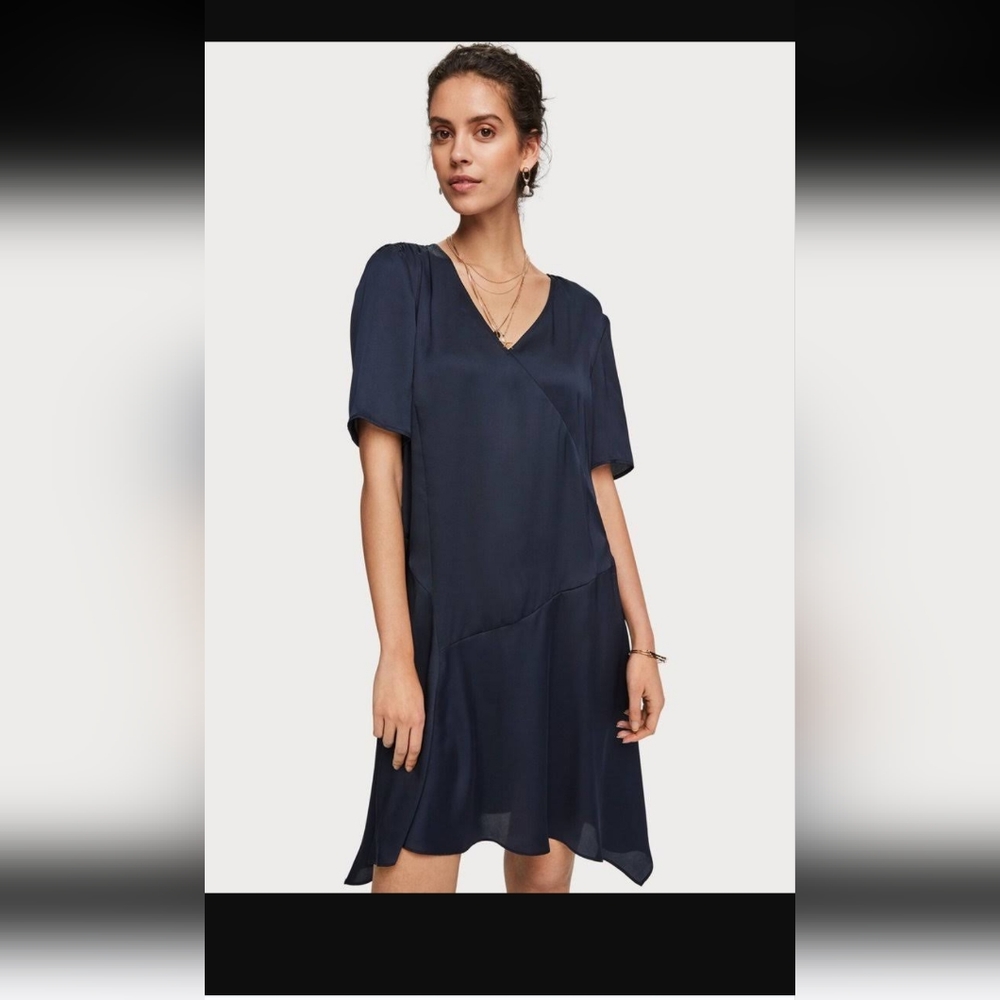 Navy Scotch & Soda satin style dress size small